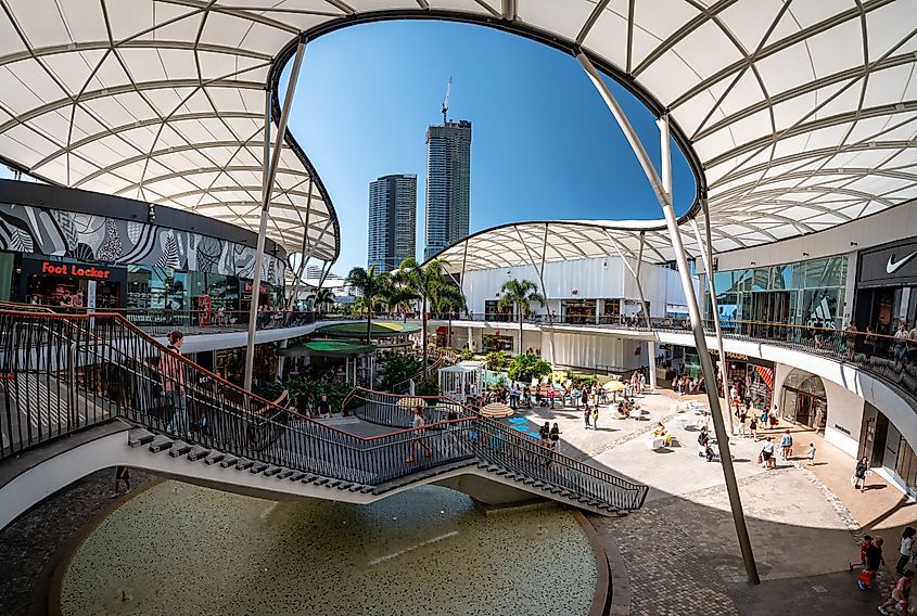 Gold Coast, Queensland, Australia - Sep 7, 2024: Inside the Pacific Fair shopping centre