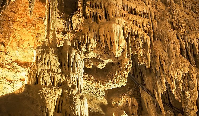 Limestone formations in the cathedral room of lewis and clark caverns