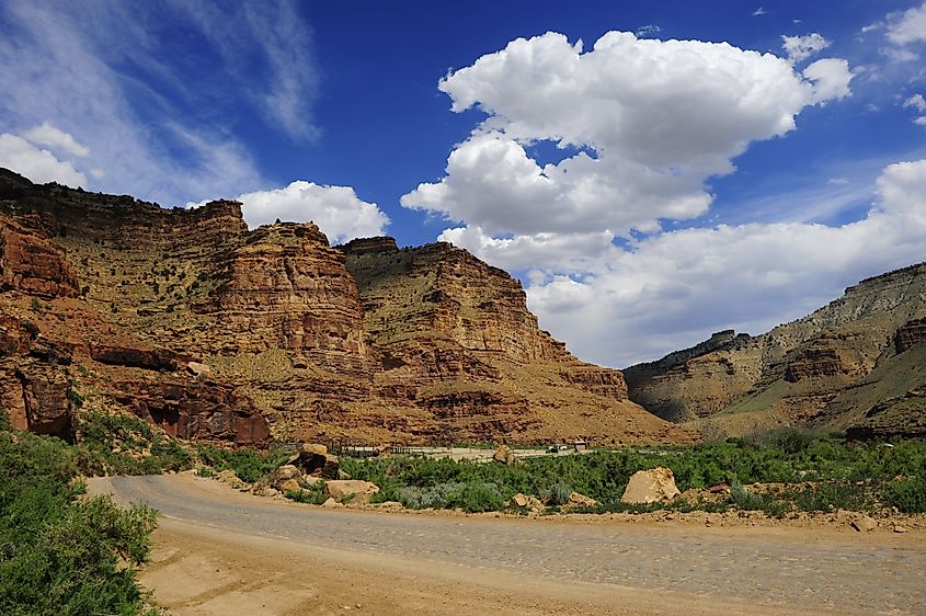 Road leading into Nine Mile Canyon near Price, Utah