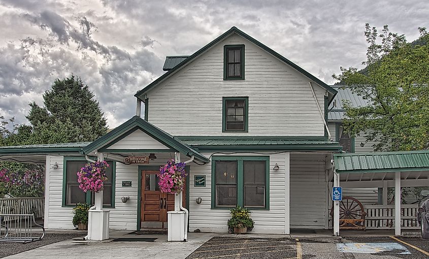 The entrance to Chico Hot Springs in Montana.