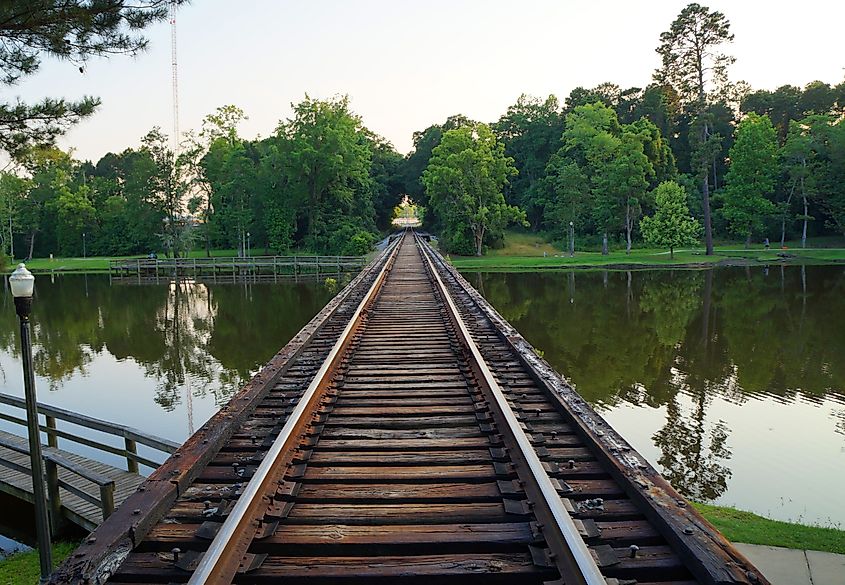 Historic Train Tracks over lake in Thomasville Georgia