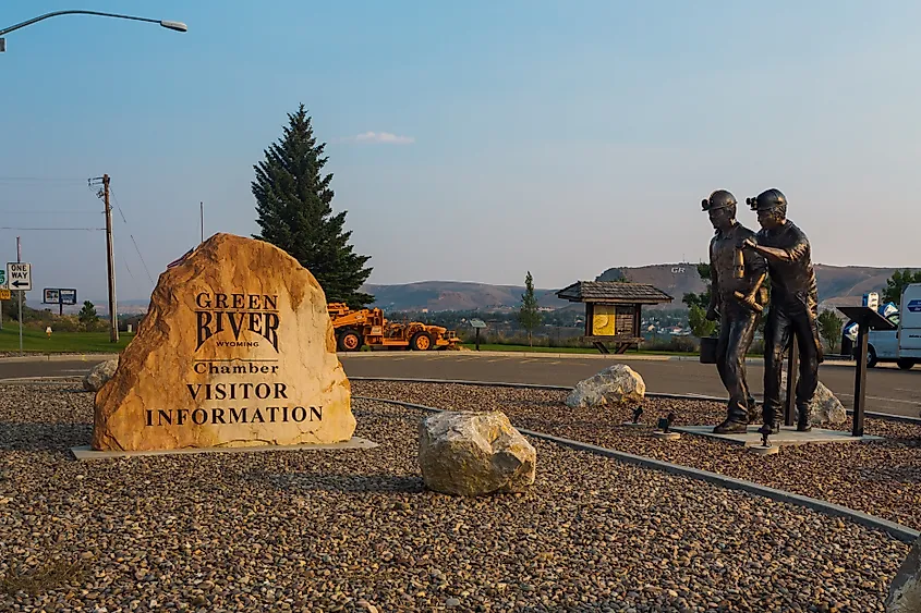 Statue of miners in front of the Green River Visitor Information centre.