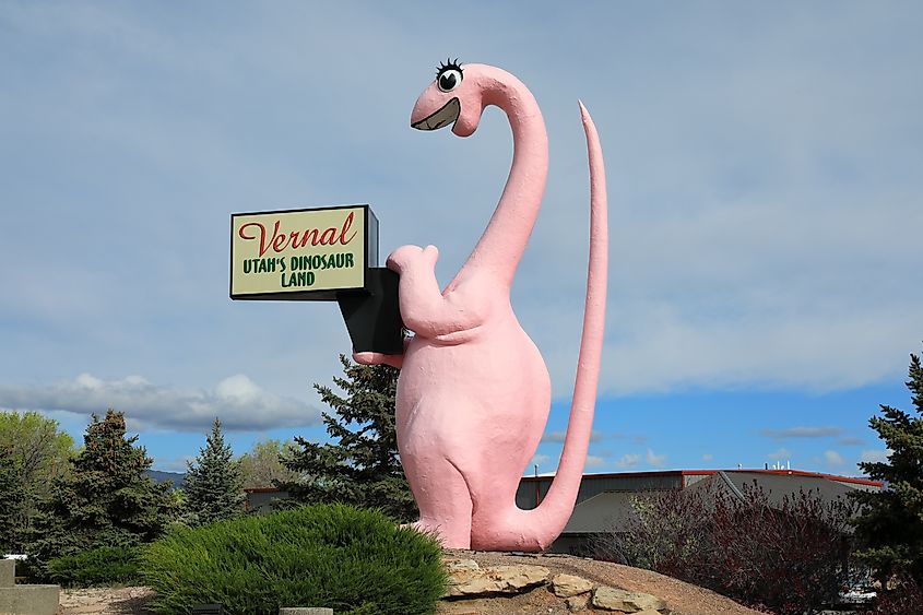 A dinosaur statue in Vernal, Utah