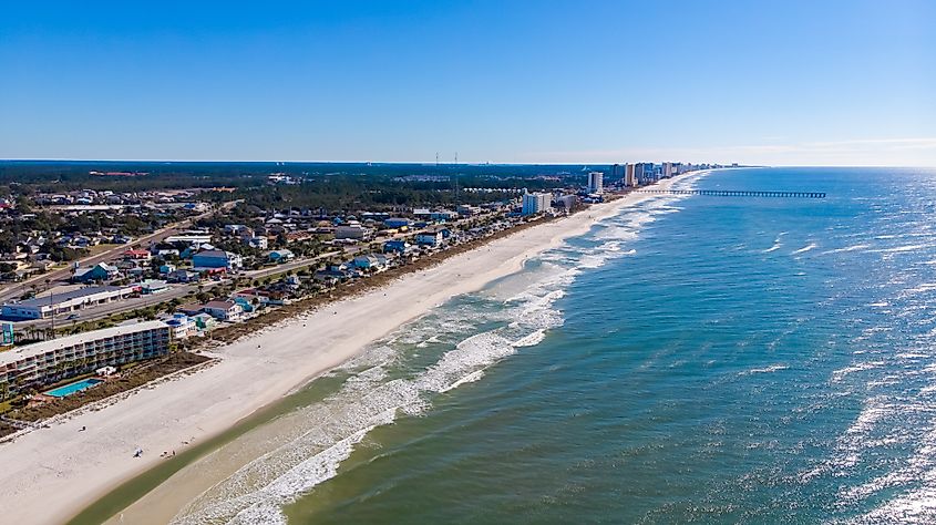 Aerial City view of the Gulf Shores, Alabama