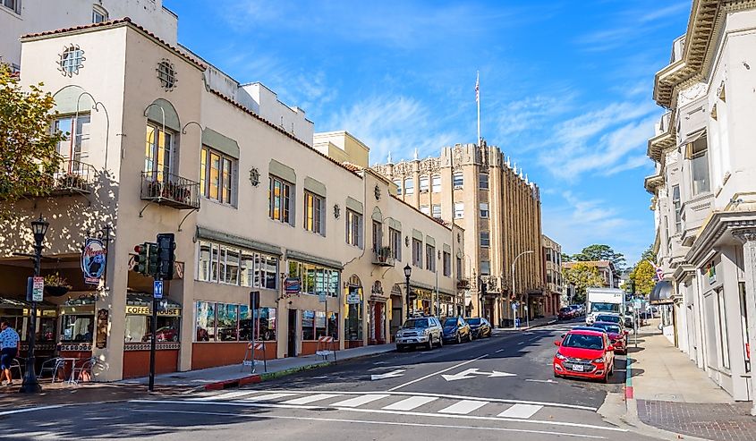 Franklin Street in Historic downtown of Monterey, California.