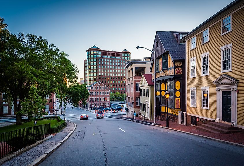 View along Thomas Street in Providence, Rhode Island.