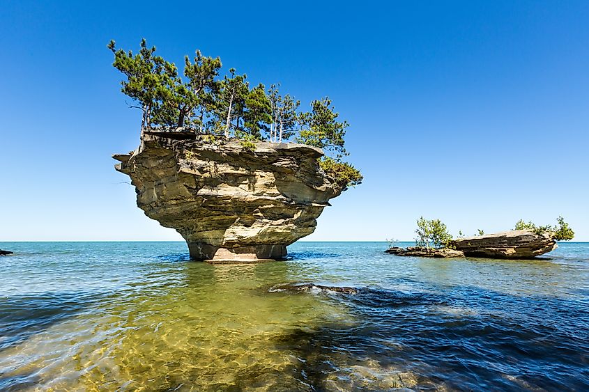 Turnip Rock in Lake Huron near Port Austin in Michigan.