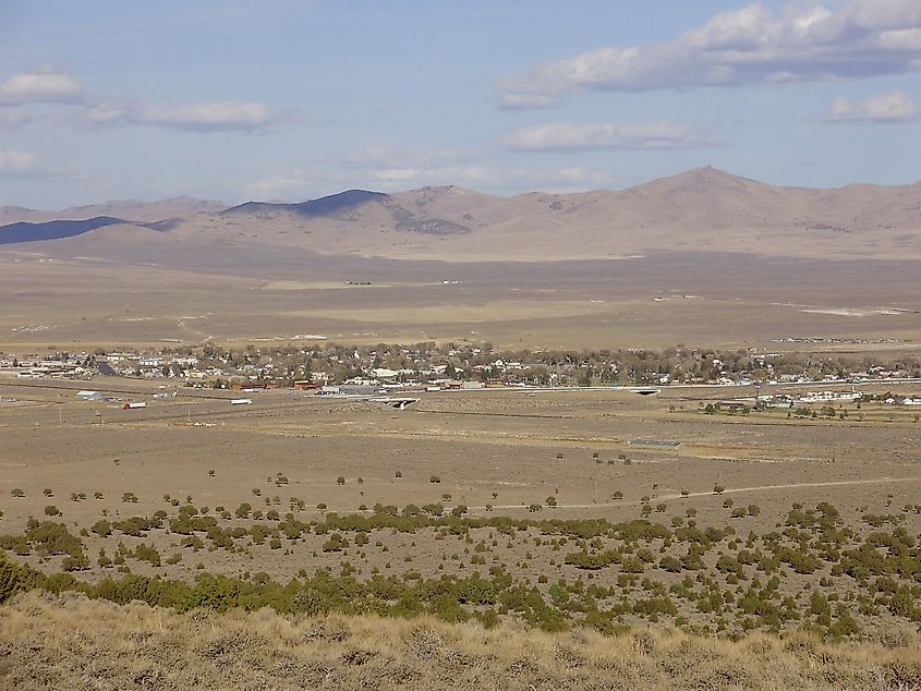 View of Wells, Nevada from Angel Lake Road 