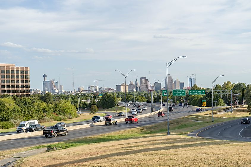 A road leading out of San Antonio in Texas.