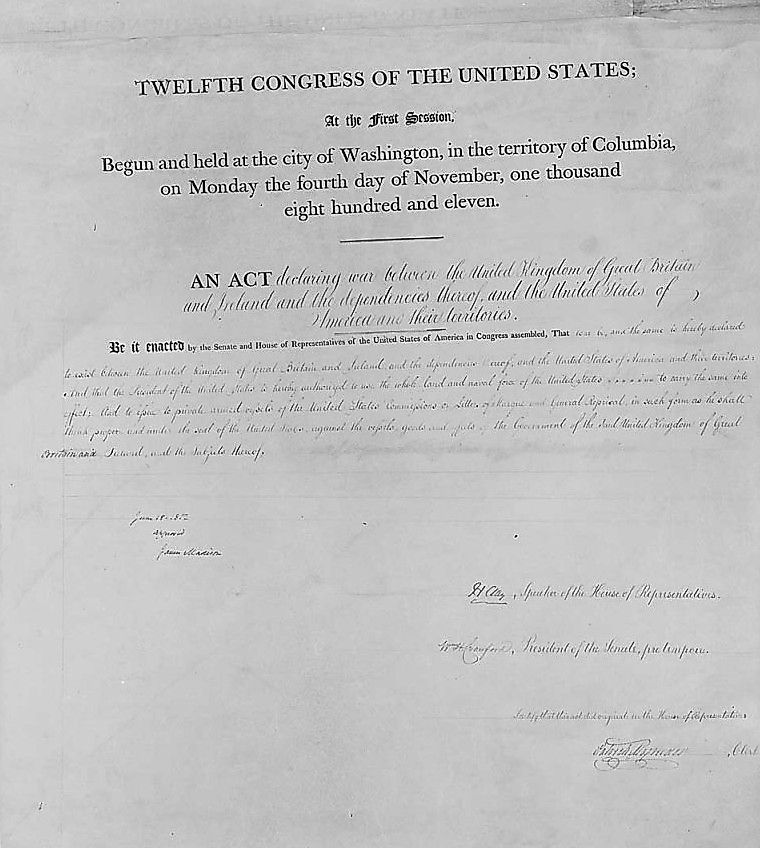 US Declaration of War against the United Kingdom, War of 1812