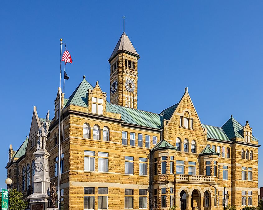 The Historic Coles County Courthouse in Charleston, Illinois.