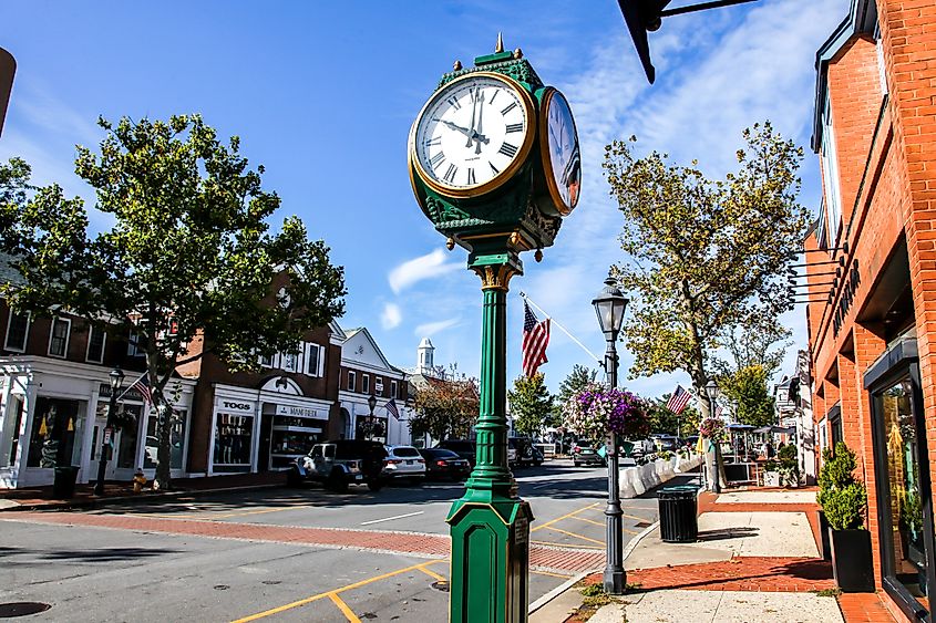 Downtown New Canaan, Connecticut, USA.