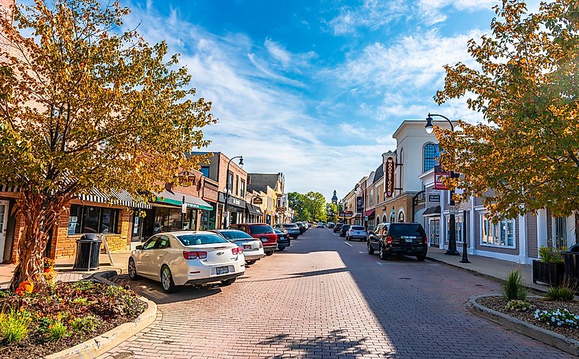  Street view in Woodstock, Illinois. 