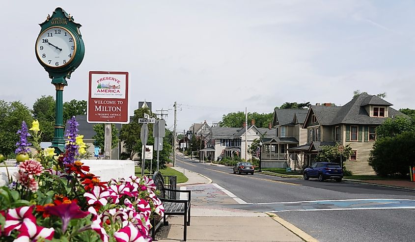 Downtown Milton, Delaware, in the summer.