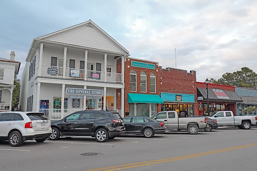 Businesses on Front St. in Beaufort, North Carolina.