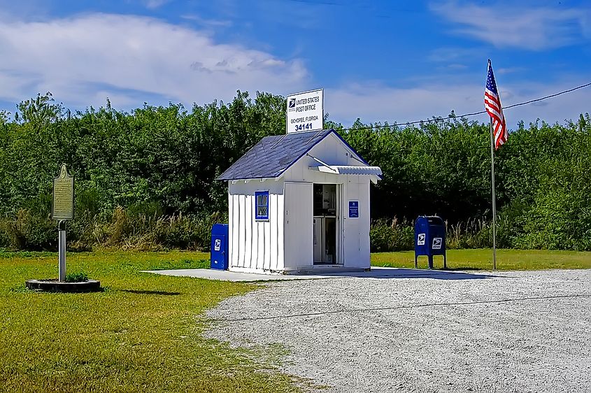 The smallest post office in the United States, located in Ochopee, Florida.