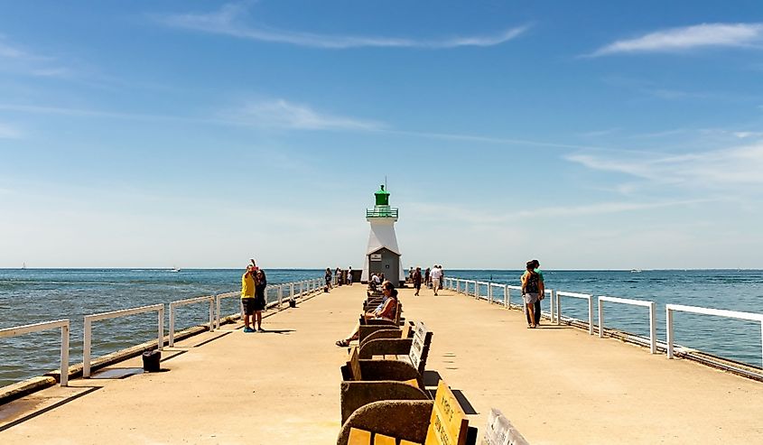 Port Dover lighthouse in Lake Erie, Ontario, Canada