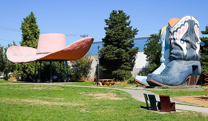 Hat view and boots historic works of art at Oxbow Park Seattle