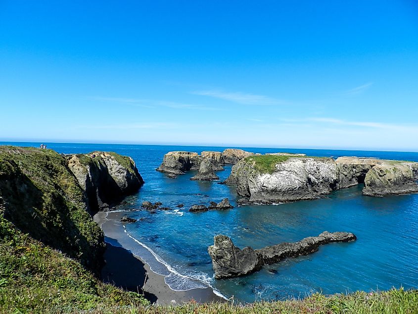 Landscape of Pacific Ocean coastline in Mendocino, CA, USA.