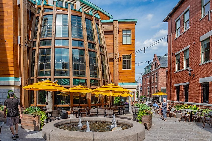 Front entrance of the new Brick Market building in Portsmouth, New Hampshire.