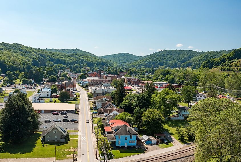 Aerial view of Philippi in West Virginia.