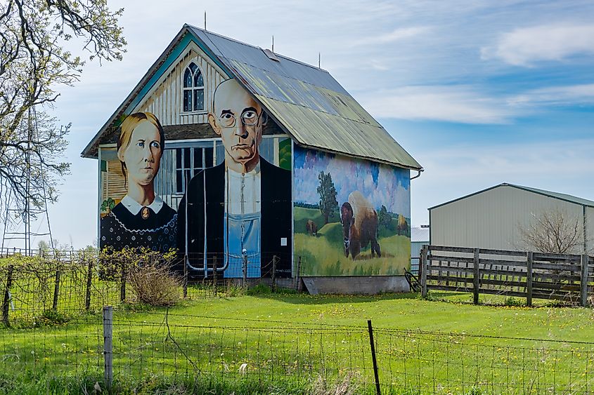 An American Gothic Barn in Mount Vernon, Iowa.