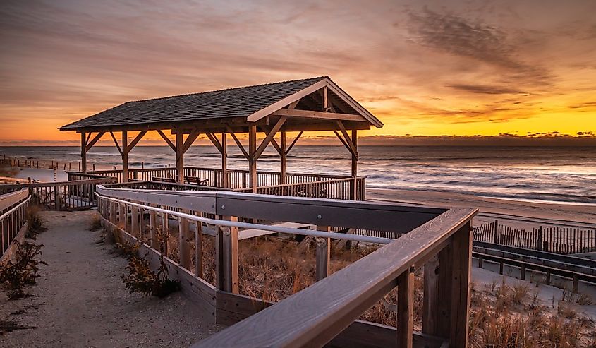 The Pearl Street Pavilion in Beach Haven, New Jersey at sunrise.