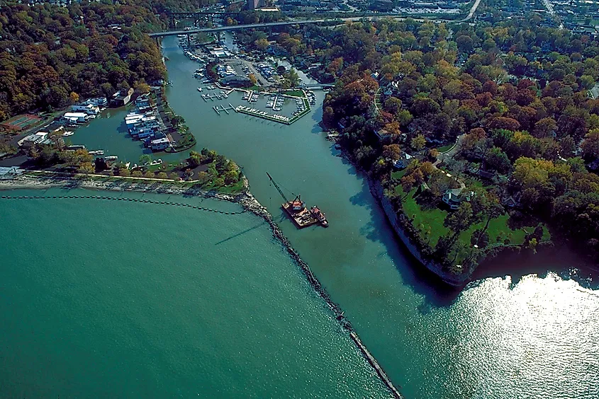 Aerial view of Rocky River, Ohio.