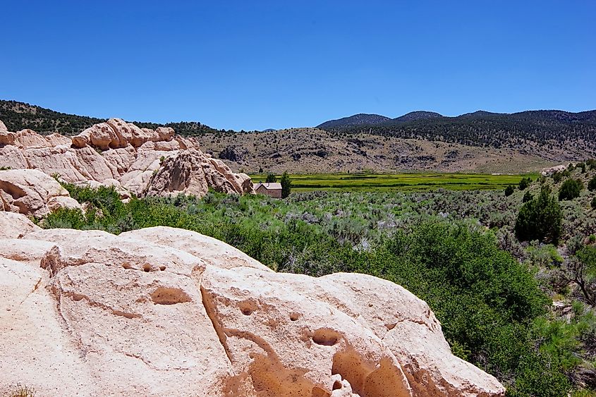 Rock formations in the Spring Valley State Park near Caliente Hot Springs in Lincoln County, Nevada.