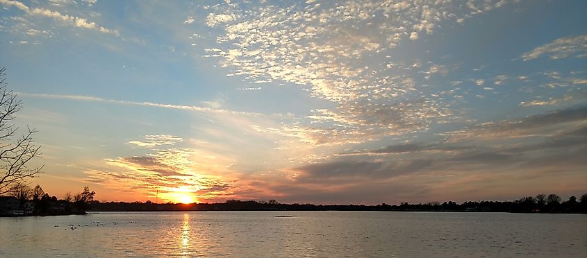 View of Winona Lake during sunset.