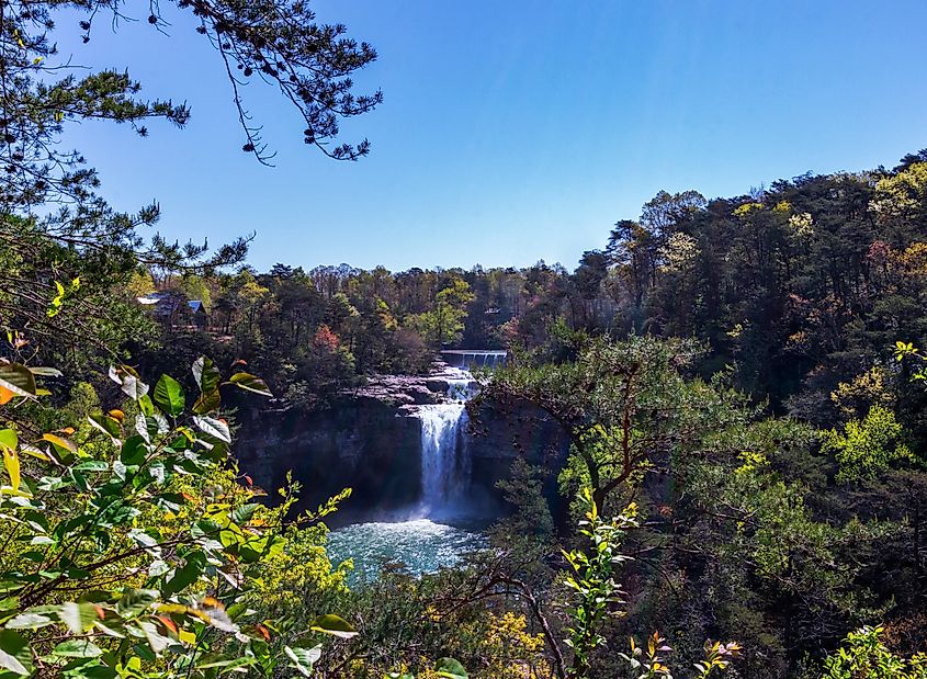 View of DeSoto Falls in Fort Payne, Alabama.