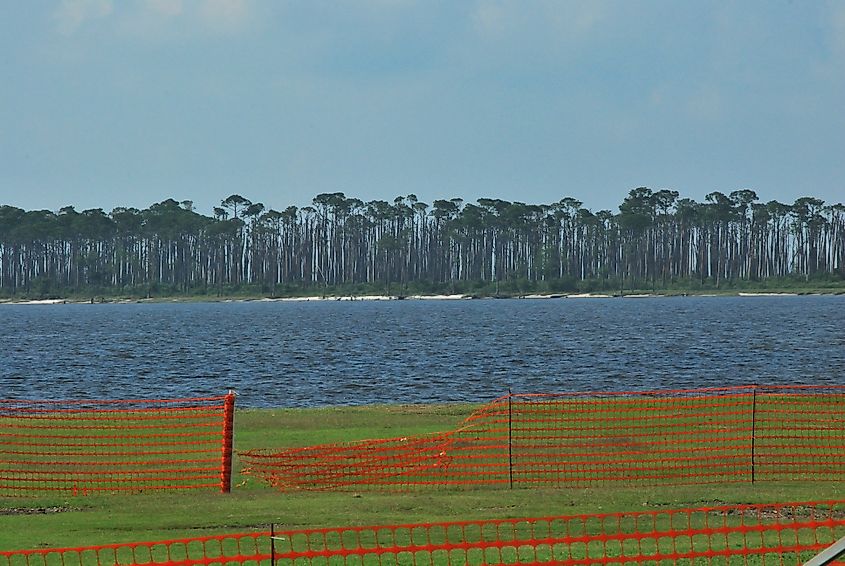 View of the Deer Island from Point Cadet in Biloxi, Mississippi.