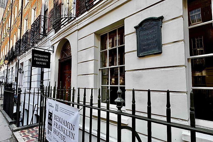 Exterior of Benjamin Franklin House in London Image credit Bryan Dearsley