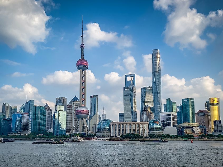 A view of downtown Shanghai and the Shanghai Tower.