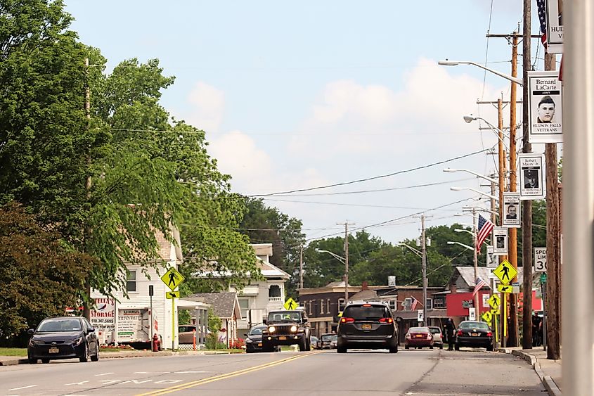 Main Street in the Hudson Falls village of Kingsbury, New York