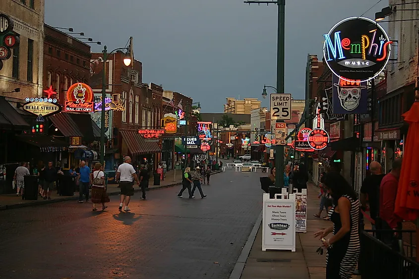 A busy street in Memphis, Tennessee