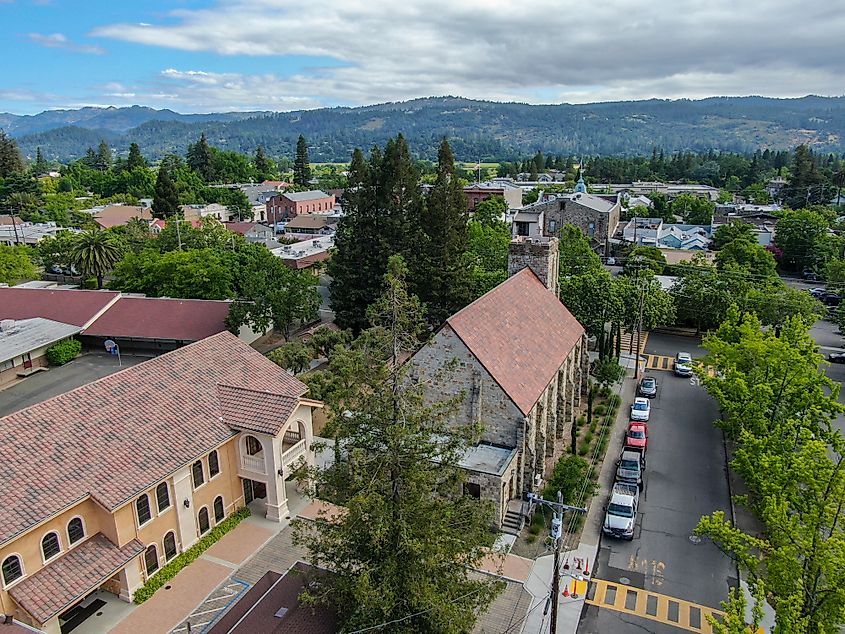 Aerial view of St. Helena, California.