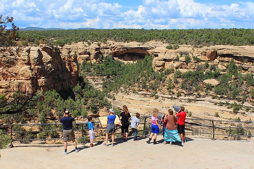 Visitors at Mesa Verde National Park near Cortez, Colorado.