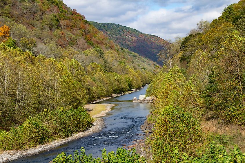 The Trough section of the South Branch of the Potomac River as seen from the Potomac Eagle Scenic Railroad