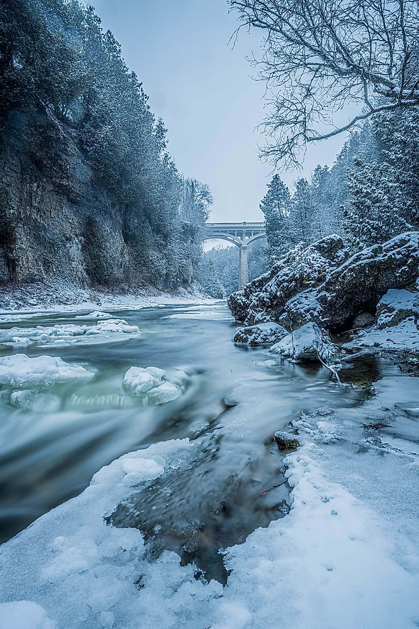 The Elora Gorge in the winter. 