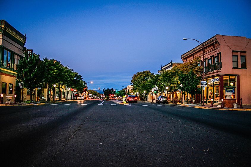 Downtown Montrose at dusk.