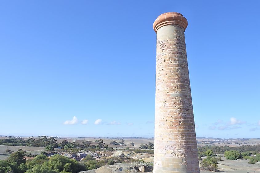 Kapunda Copper Mine Chimney in Kapunda town, South Australia.