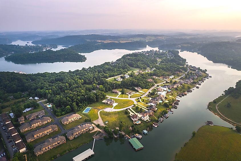 Aerial view of Johnson City, Tennessee.