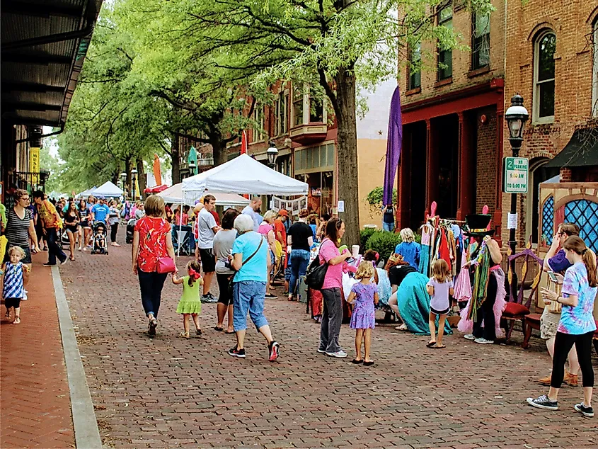 People walking around in Paducah, Kentucky.