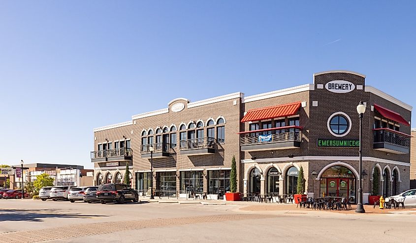 Downtown street in Owasso, Oklahoma.