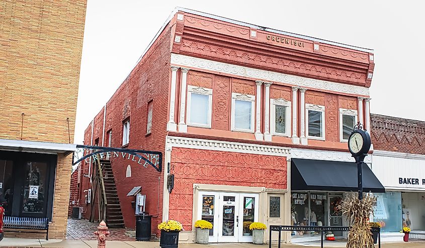 A pink historic building with unique details in Greenville, Kentucky United States. Editorial credit: Sabrina Janelle Gordon / Shutterstock.com