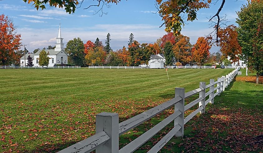 White church in Craftsbury Common, Vermont