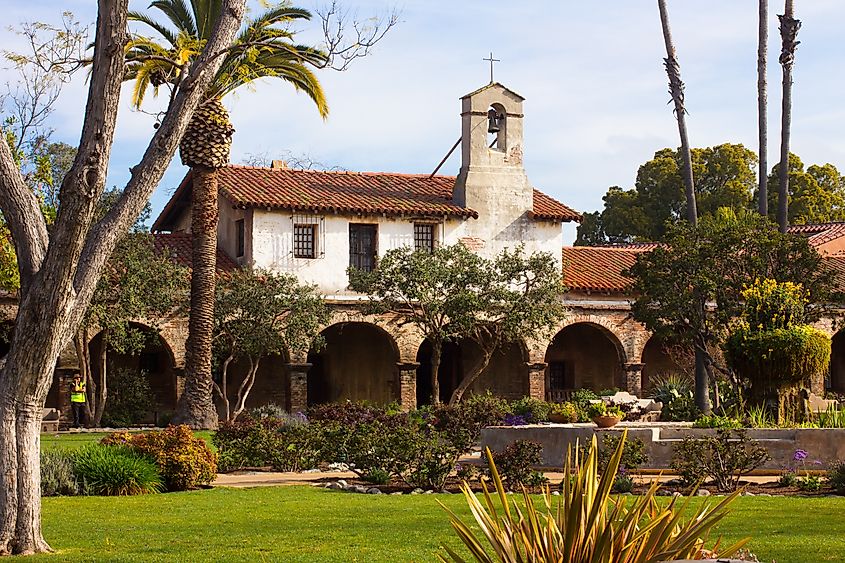 The lovely mission at San Juan Capistrano, California.