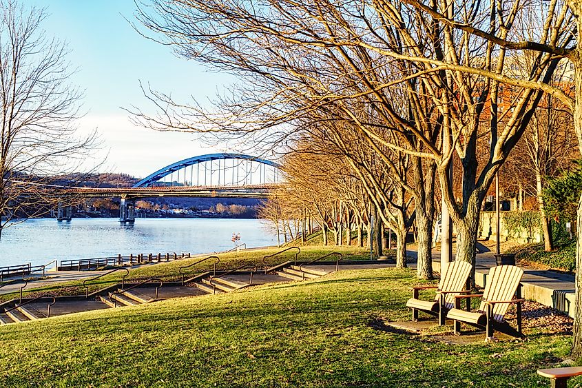 View of the Ohio River in Wheeling, West Virginia.