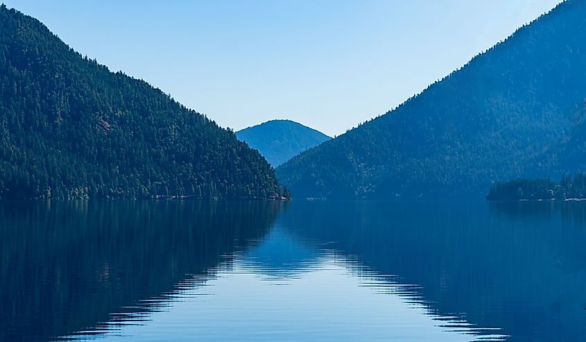 The deep, glacially, pristine waters of Lake Crescent in Olympic National Park in Washington State.